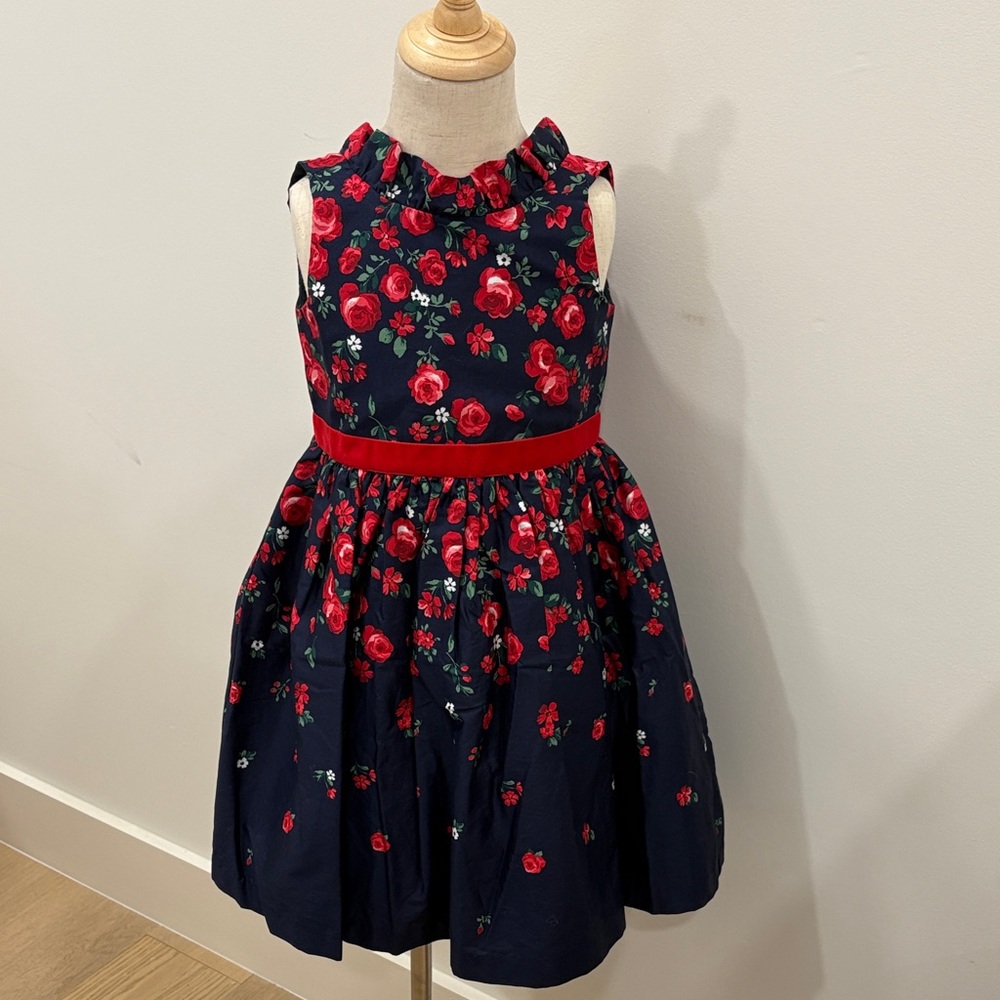Janie and Jack Navy Dress with Red Floral Design